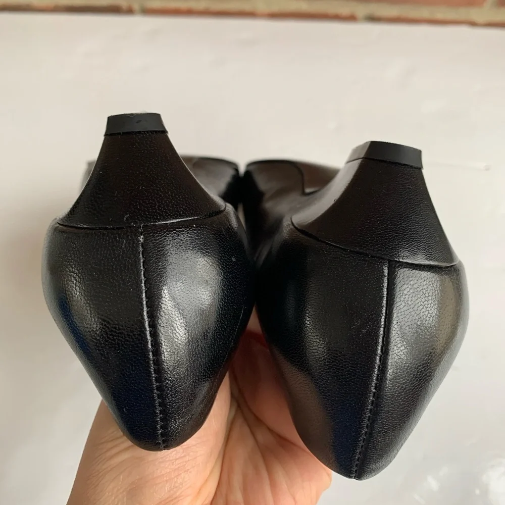 New Vintage Selby black leather kitten heel pump